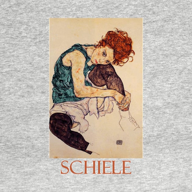 Seated Woman with Bent Knee  (1917) by Egon Schiele by Naves